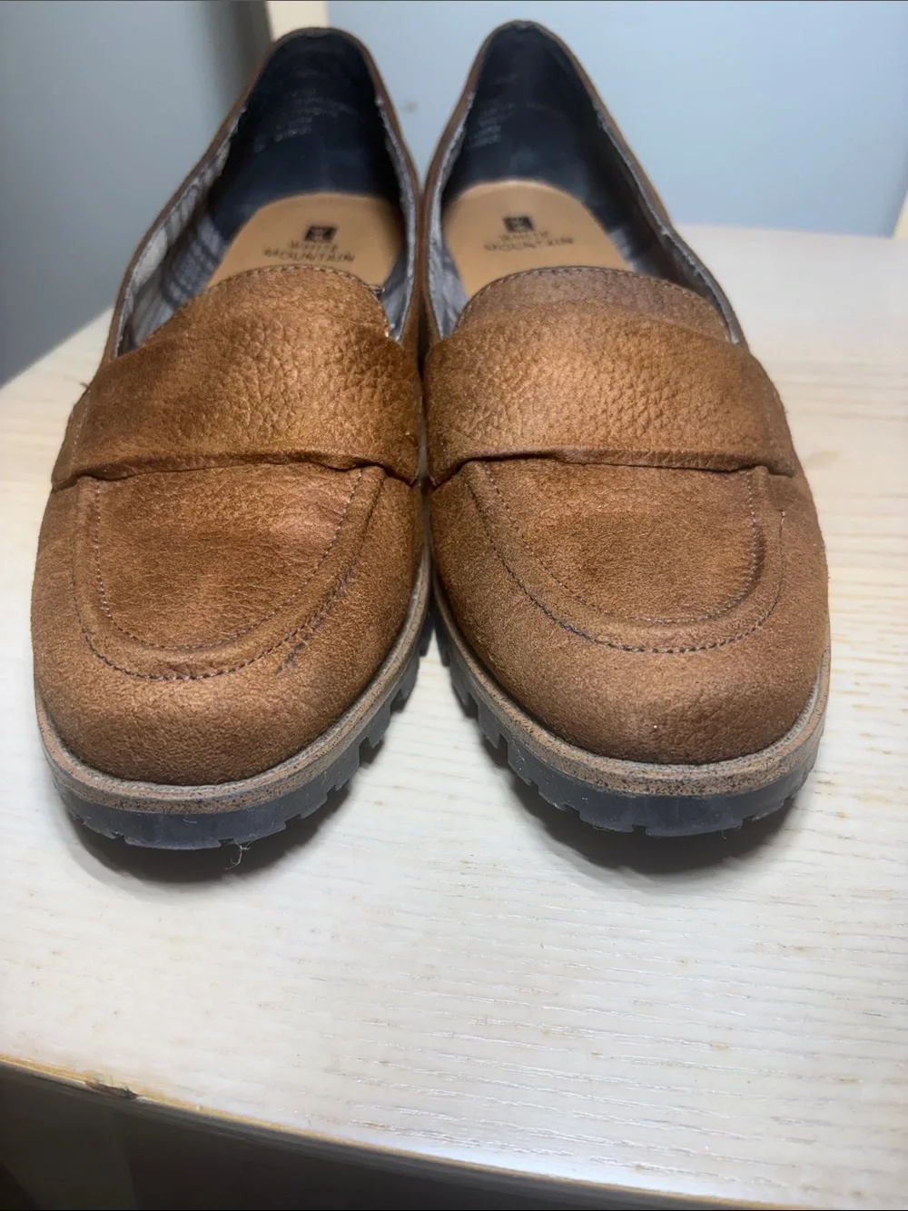 White Mountain Brown Suede Slip-On Loafers